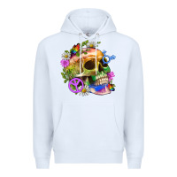 White Pride Skull And Transgender Symbol With Peace Premium Hoodie - BundleAndBundleShop
