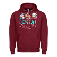 Burgundy dental life with cupcakes Zipper Hoodie - AdoDesignShop