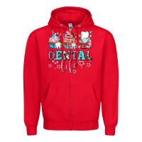 Red dental life with cupcakes Zipper Hoodie - AdoDesignShop