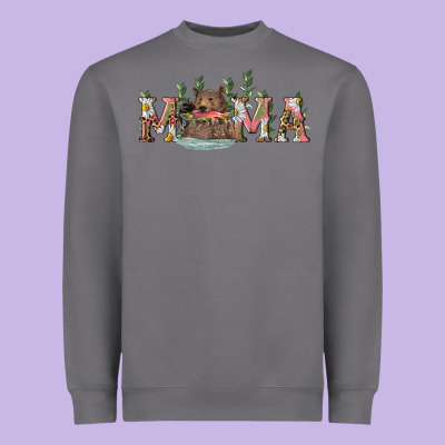 Heavyweight Sweatshirt mama with bear and daisy
