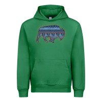Emerald Bison Silhouette Blue Aztec Urban Hoodie - Bettercallsaul