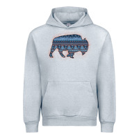 Heather Grey Bison Silhouette Blue Aztec Urban Hoodie - Bettercallsaul