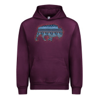 Mauve Wine Bison Silhouette Blue Aztec Urban Hoodie - Bettercallsaul