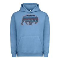 Pigment Pebble Blue Bison Silhouette Blue Aztec Urban Hoodie - Bettercallsaul