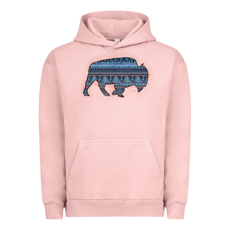 Bison Silhouette Blue Aztec Urban Hoodie by Bettercallsaul | Teevron