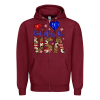Burgundy god bless the usa Zipper Hoodie - Artiststas