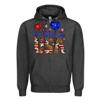 Charcoal Heather god bless the usa Zipper Hoodie - Artiststas
