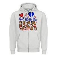 Dove Grey god bless the usa Zipper Hoodie - Artiststas