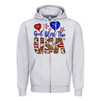 Heather Grey god bless the usa Zipper Hoodie - Artiststas