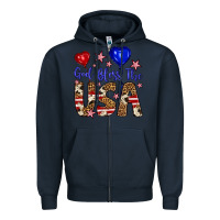 Navy god bless the usa Zipper Hoodie - Artiststas