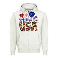 Oatmeal Heather god bless the usa Zipper Hoodie - Artiststas