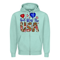 Seafoam god bless the usa Zipper Hoodie - Artiststas
