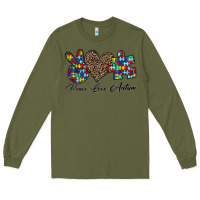 Army Green peace love autism1 Long Sleeve Tee - CowhideDigitalArt