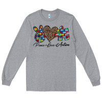Heather Grey peace love autism1 Long Sleeve Tee - CowhideDigitalArt