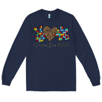 Navy peace love autism1 Long Sleeve Tee - CowhideDigitalArt