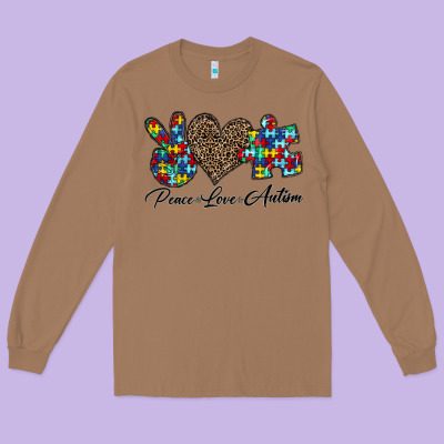 Peace Love Autism1 Long Sleeve Tee Designed By Cowhidedigitalart
