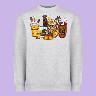 Labrador Retriever Coffee Cups Heavyweight Sweatshirt Designed By Zillion Design Studio