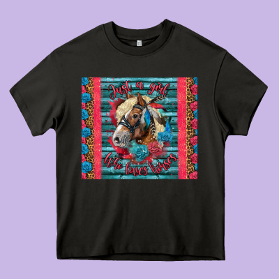 Just A Girl Who Loves Horses Heavy Core Tee Designed By Lillyallendesigns