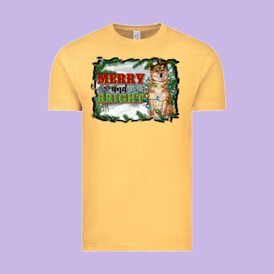 Merry And Bright Shiba Inu Vintage Tee Designed By Ranaportraitstore
