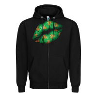 Black St. Patrick's Day Lip Zipper Hoodie - Jasminsmagicworld