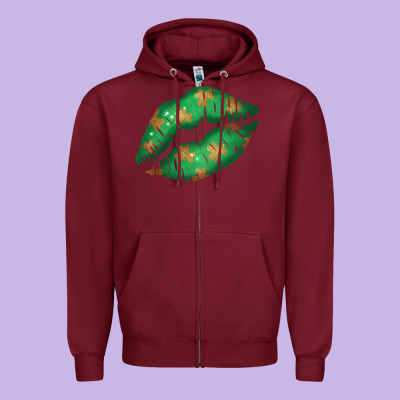 St. Patrick's Day Lip Zipper Hoodie Designed By Jasminsmagicworld