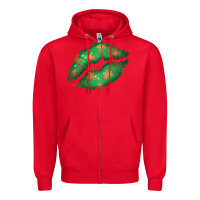 Red St. Patrick's Day Lip Zipper Hoodie - Jasminsmagicworld