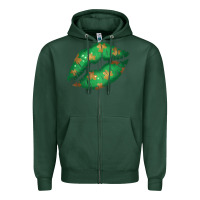 Sports Green St. Patrick's Day Lip Zipper Hoodie - Jasminsmagicworld
