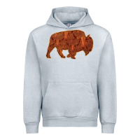 Heather Grey Bison Silhouette Red Skull Urban Hoodie - Bettercallsaul
