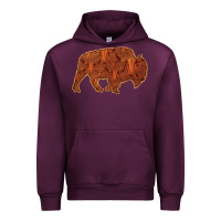 Mauve Wine Bison Silhouette Red Skull Urban Hoodie - Bettercallsaul