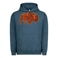 Pigment Midnight Navy Bison Silhouette Red Skull Urban Hoodie - Bettercallsaul