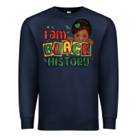 Navy i am black history black girl Premium Sweatshirt - MaliasSmallBusiness