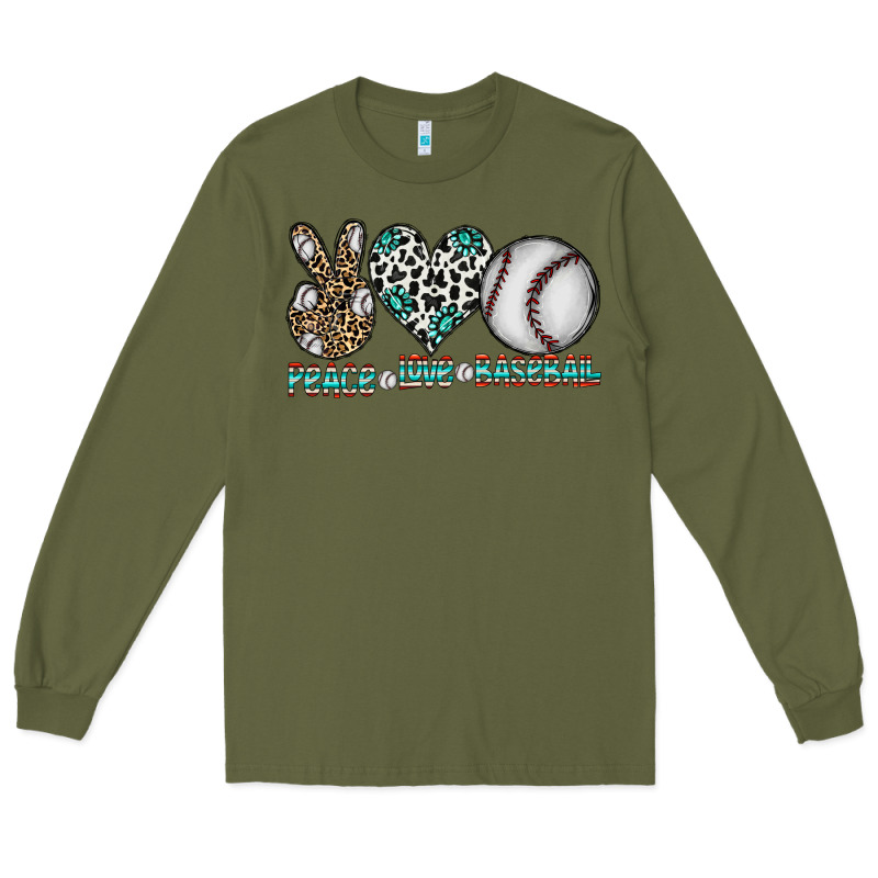 Peace Love Baseball Long Sleeve Tee by CowhideDigitalArt | Teevron