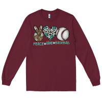 Burgundy peace love baseball Long Sleeve Tee - CowhideDigitalArt