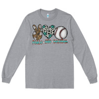 Heather Grey peace love baseball Long Sleeve Tee - CowhideDigitalArt