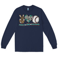 Navy peace love baseball Long Sleeve Tee - CowhideDigitalArt