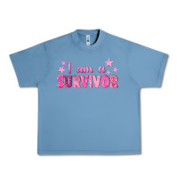 Pebble Blue I Am a Survivor Breast Cancer Urban Heavy Tee - texasbilliewilder