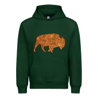 Forest Green Western Vintage Bison Silhouette Urban Hoodie - Bettercallsaul