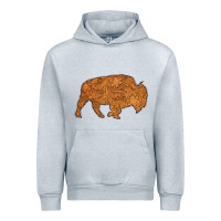 Heather Grey Western Vintage Bison Silhouette Urban Hoodie - Bettercallsaul