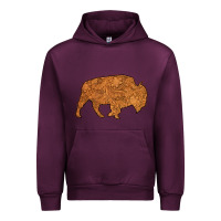 Mauve Wine Western Vintage Bison Silhouette Urban Hoodie - Bettercallsaul