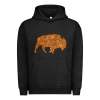 Pigment Black Western Vintage Bison Silhouette Urban Hoodie - Bettercallsaul