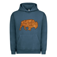 Pigment Midnight Navy Western Vintage Bison Silhouette Urban Hoodie - Bettercallsaul