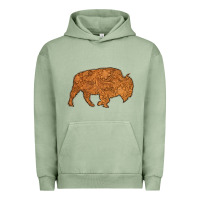 Pigment Oil Green Western Vintage Bison Silhouette Urban Hoodie - Bettercallsaul