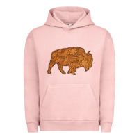 Pigment Salmon Western Vintage Bison Silhouette Urban Hoodie - Bettercallsaul