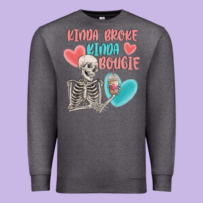 Kinda Broke Kinda Bougie Premium Sweatshirt Designed By Maliassmallbusiness