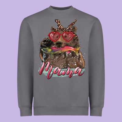 Heavyweight Sweatshirt mother's day mama bear wıth bandana and glasses