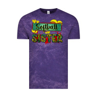 Cloud Purple softball sister with leopard Vintage Tee - Zillion Design Studio