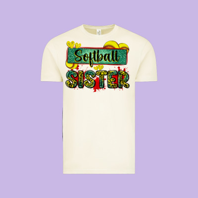 Softball Sister With Leopard Vintage Tee Designed By Zillion Design Studio