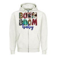 Oatmeal Heather boom boom baby Zipper Hoodie - Artiststas