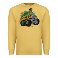 Antique Gold monster truck and t rex dinosaur Premium Sweatshirt - MaliasSmallBusiness
