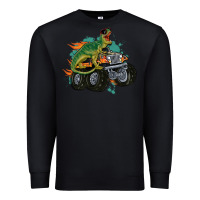 Black monster truck and t rex dinosaur Premium Sweatshirt - MaliasSmallBusiness